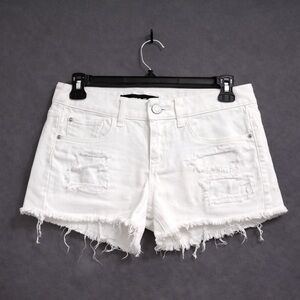 Express White Distressed Denim Jean Shorts